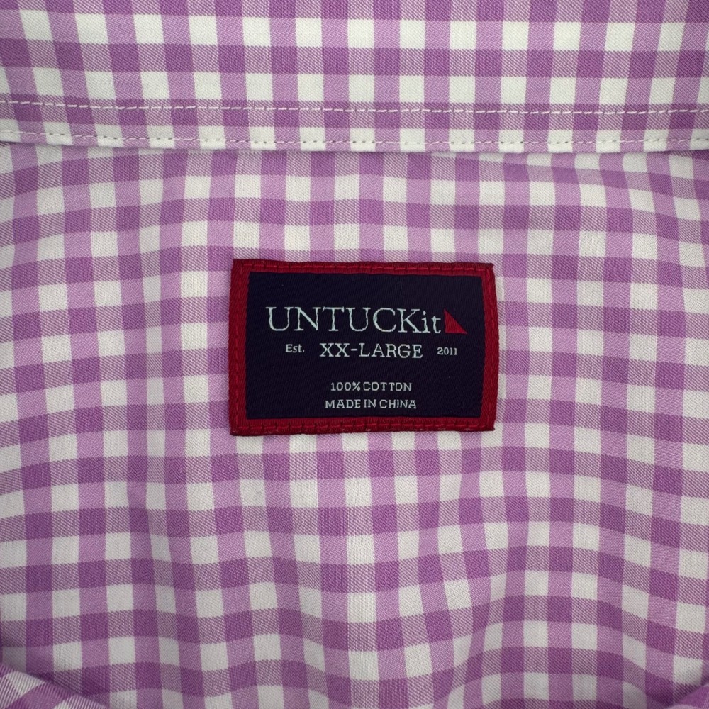UNTUCKit Mens Purple Gingham Check Button Down Shirt XX Large Casual - Picture 3 of 7